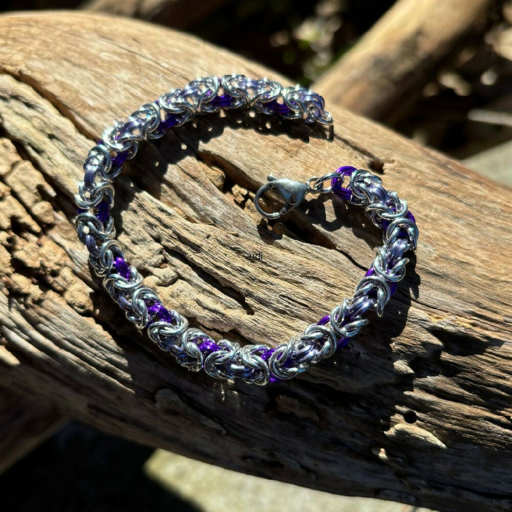 Chainmaille Rainbow Byzantine Bracelet