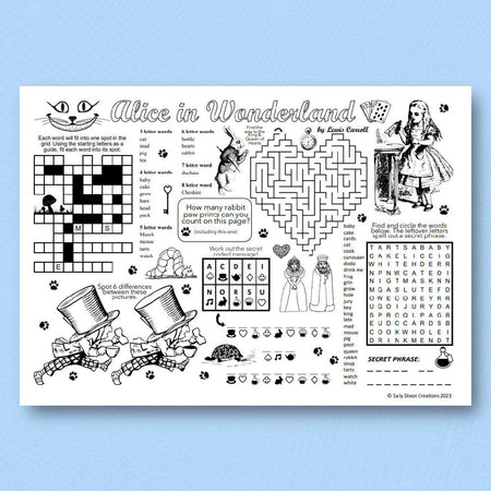 DIGITAL - Alice in Wonderland - Puzzle Activity Sheet - PDF Printable Download