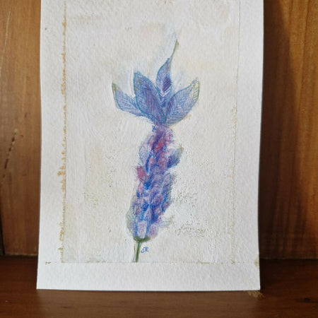 Rustic Single Lavender Flower painting | Original One of a Kind Hand Painting Lavender Flower