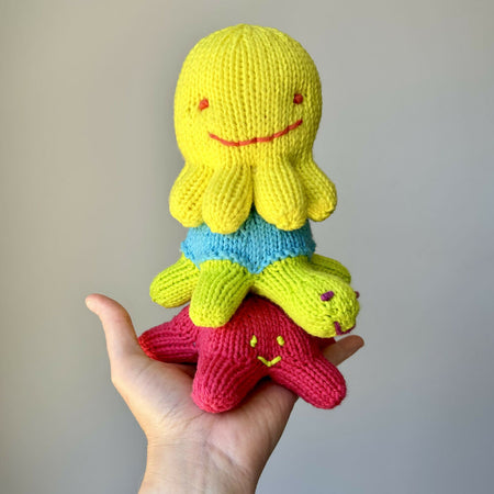 Hand-Knitted | Sea Creature | Turtle | Octopus | Starfish | Stacking Toy | Ready to Ship