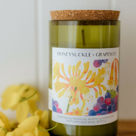 Honeysuckle + Grapeseed Wine bottle candle