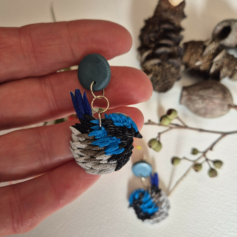 Billy Blue Wren Dangle Earrings (2 sizes available)