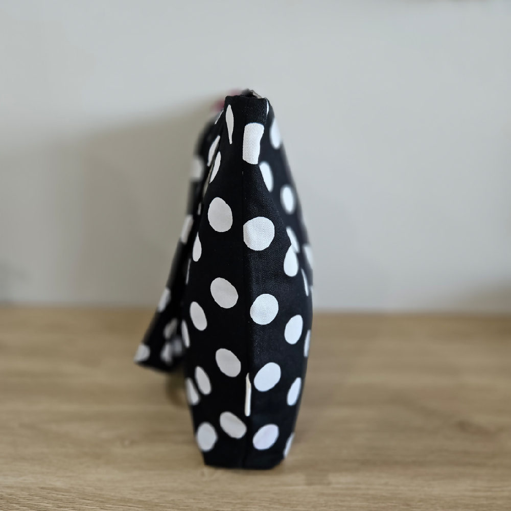 Tote Bag with Black and White Polka dot Design