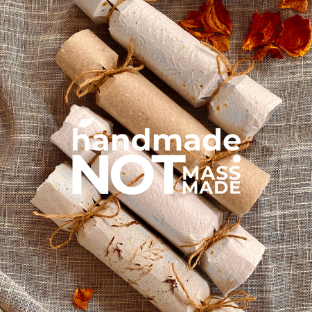 Bon Bons of Handmade Paper Mistletoe Embossed or Floral - Set of 4