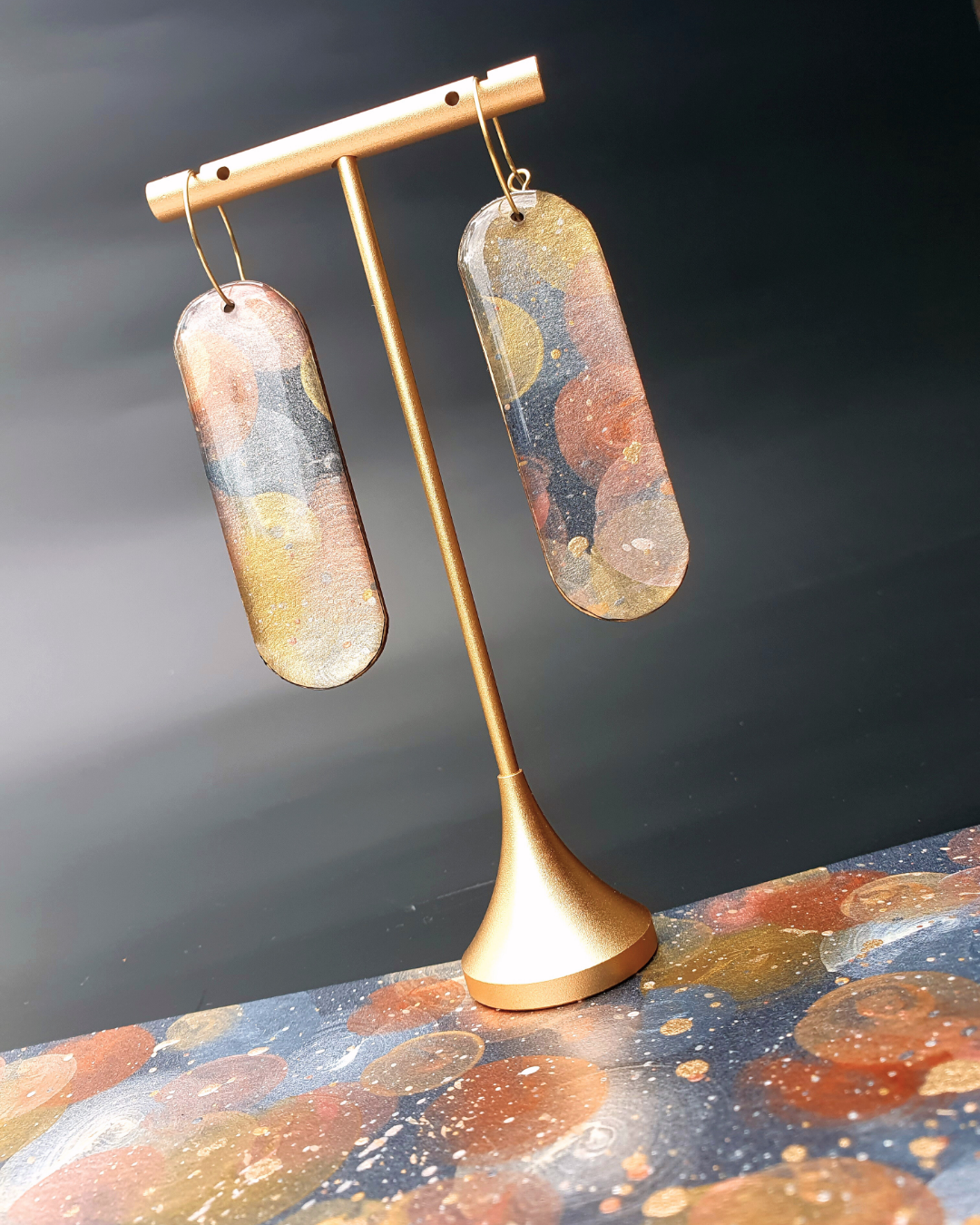 The Desert Dreaming Collection | Resin art jewellery | Large dangle earrings