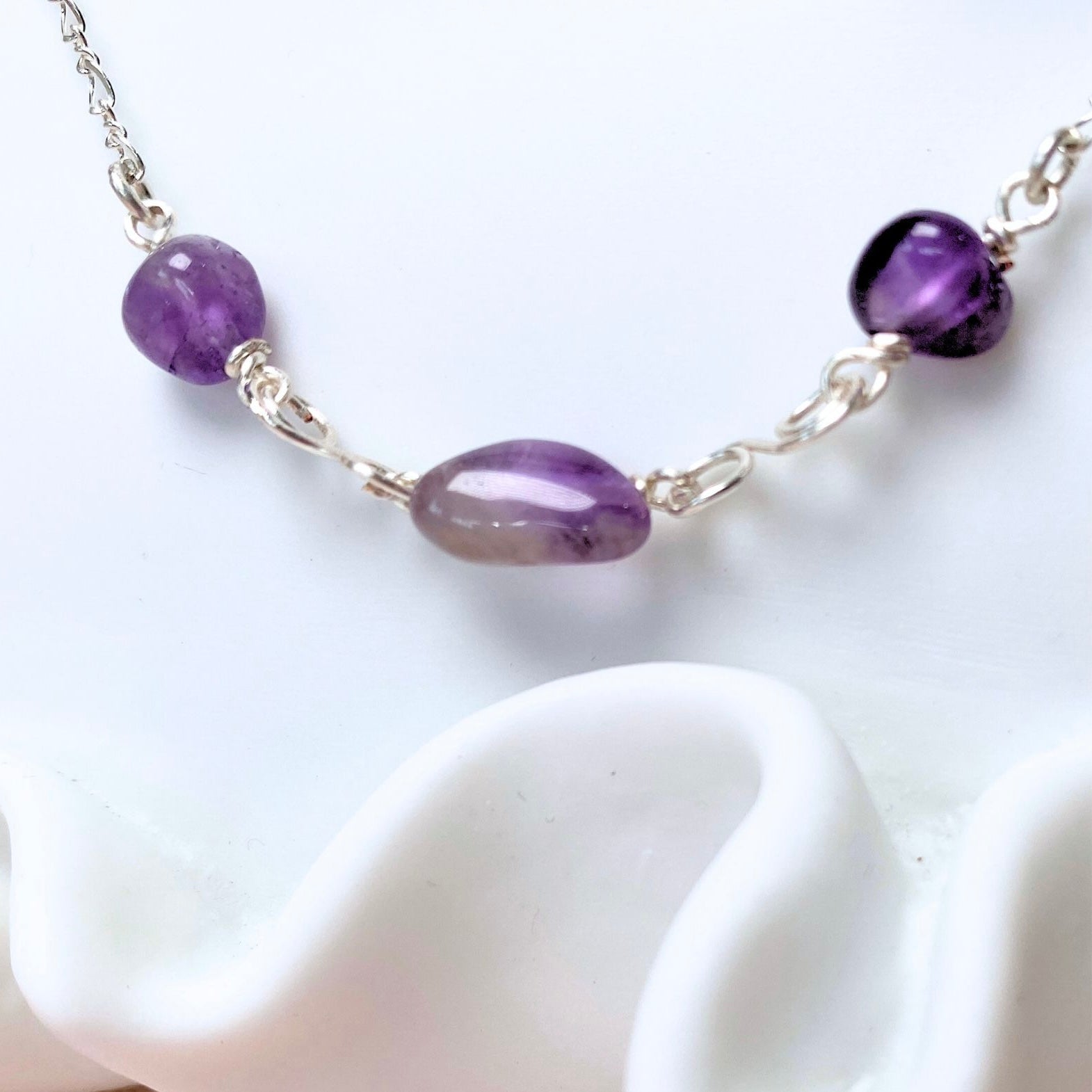 Natural amethyst necklace | Sterling silver | February birthstone | Mothers Day gift