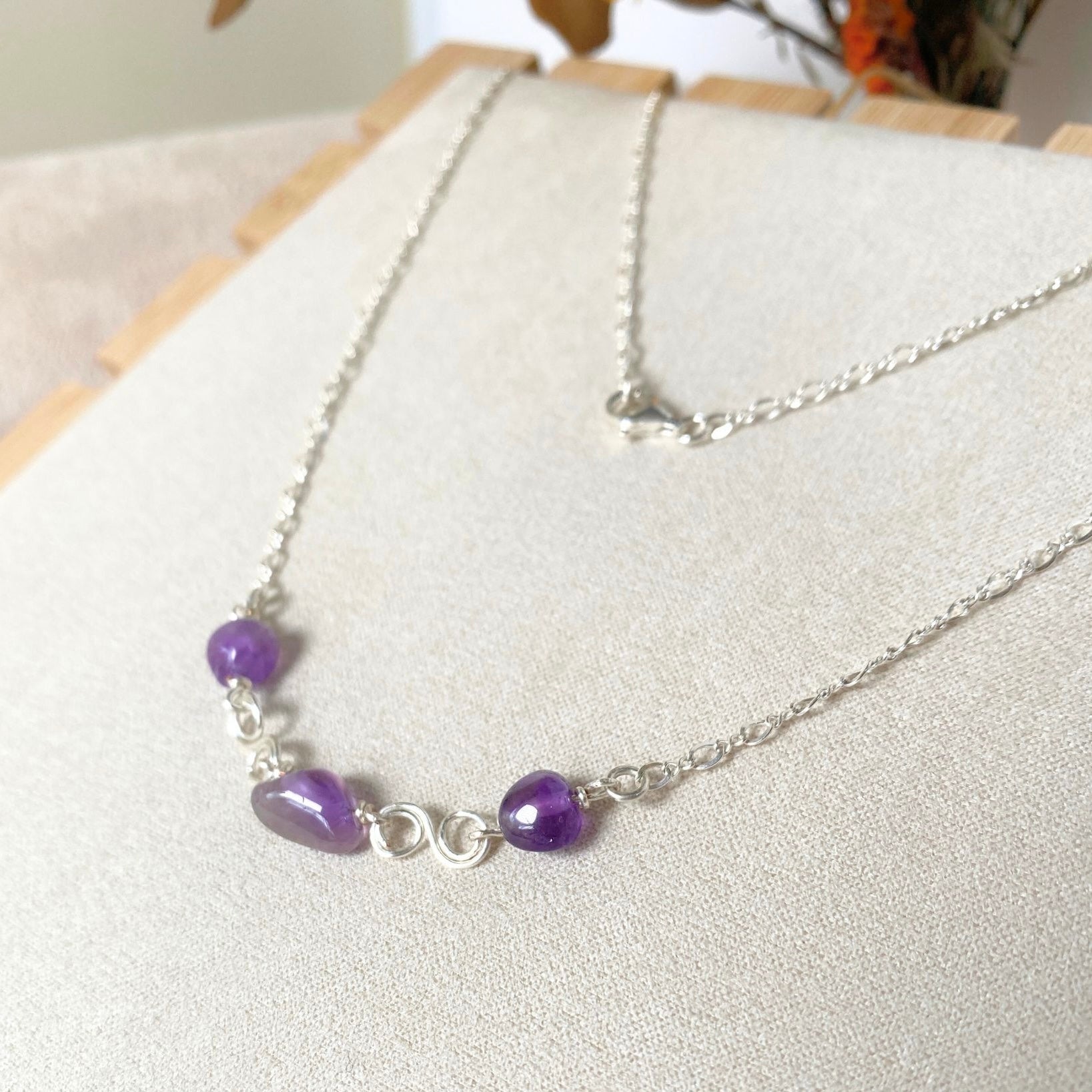Natural amethyst necklace | Sterling silver | February birthstone | Mothers Day gift