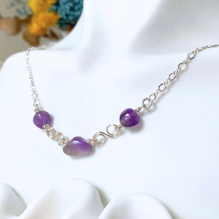 Natural amethyst necklace | Sterling silver | February birthstone | Mothers Day gift