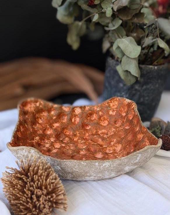 Paper Clay Decorative Bowl in Earthy Tones