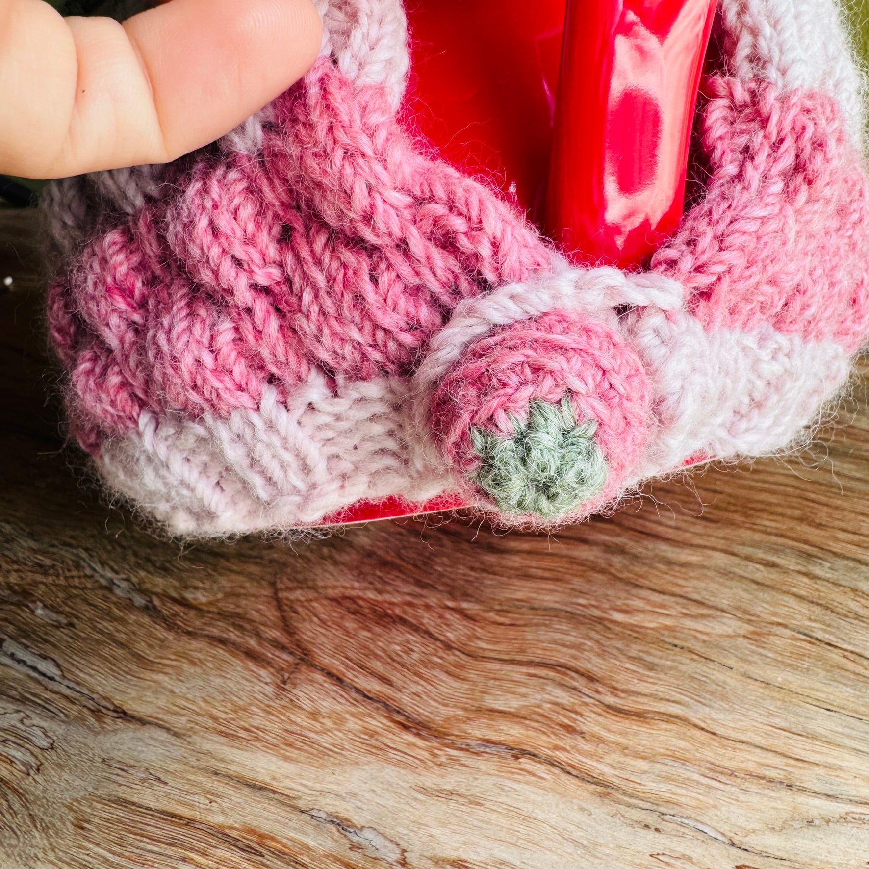 Teapot Cosy - Pink/Green - Alpaca/Merino -  4-6 cup
