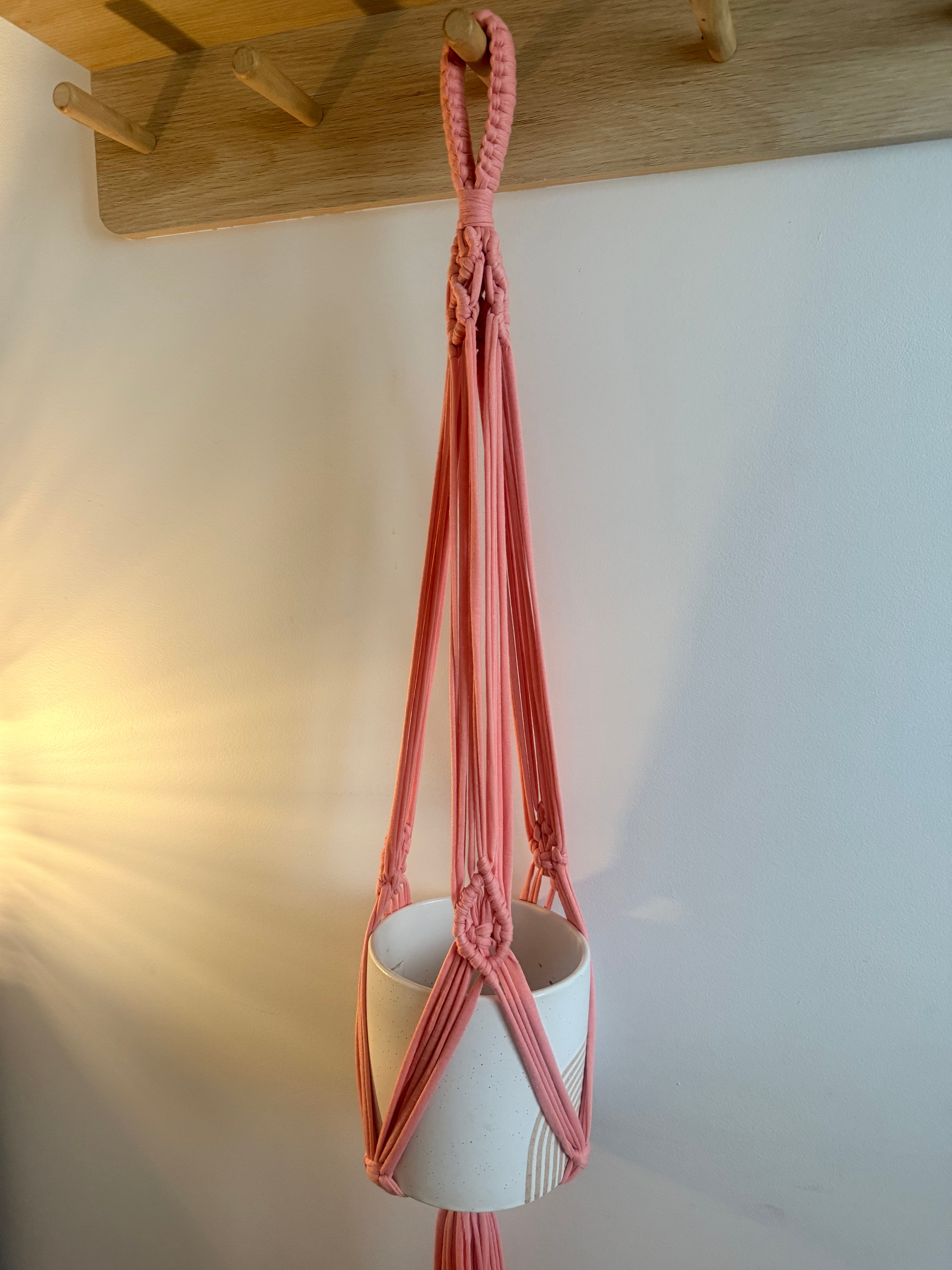 Handmade Pink MacramƩ Plant Hanger