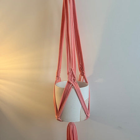 Handmade Pink MacramƩ Plant Hanger