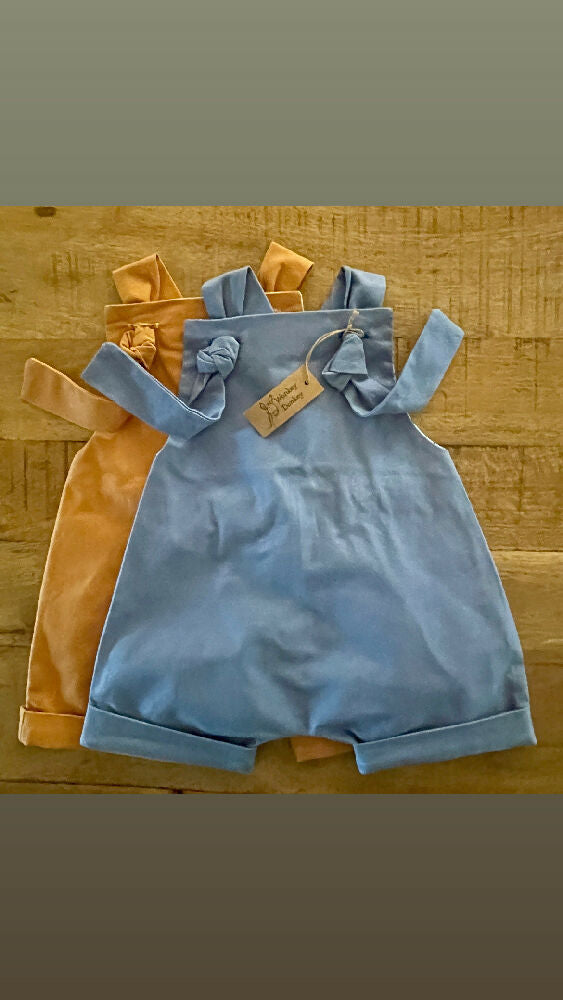 Linen look cotton Knot Romplers/Overalls