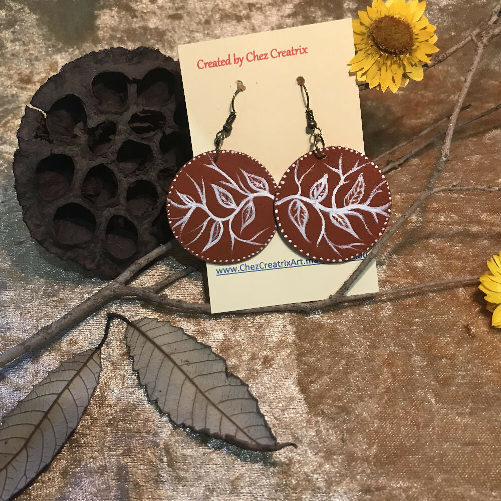 Earrings - Hand Painted Wood - Nature Inspired