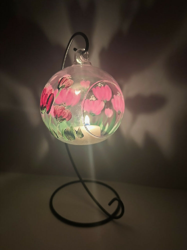 candle holder pink tulips4