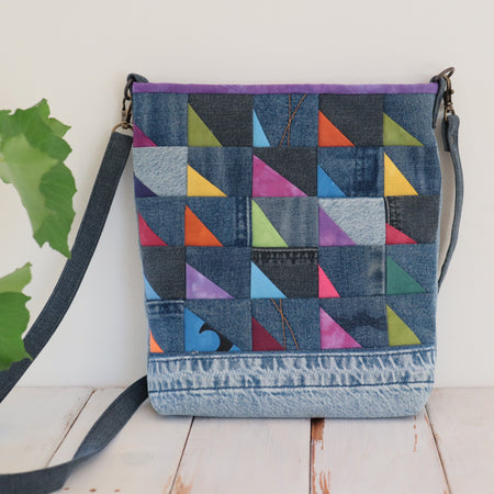 Hand Dyed and Upcycled Denim Shoulder bag, Cross Body bag