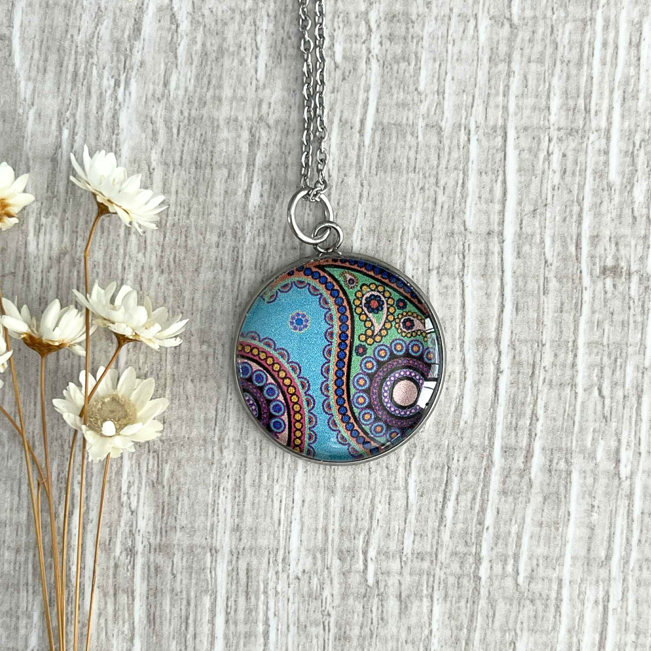 Beautiful Blue Paisley ~ Necklace and Earring Set