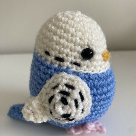 Small & Large Blue Budgerigar - crocheted toy