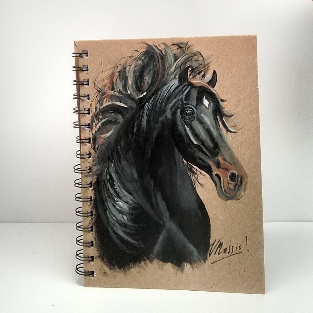 Black Brumby Handpainted Notebook Size A5 Lined