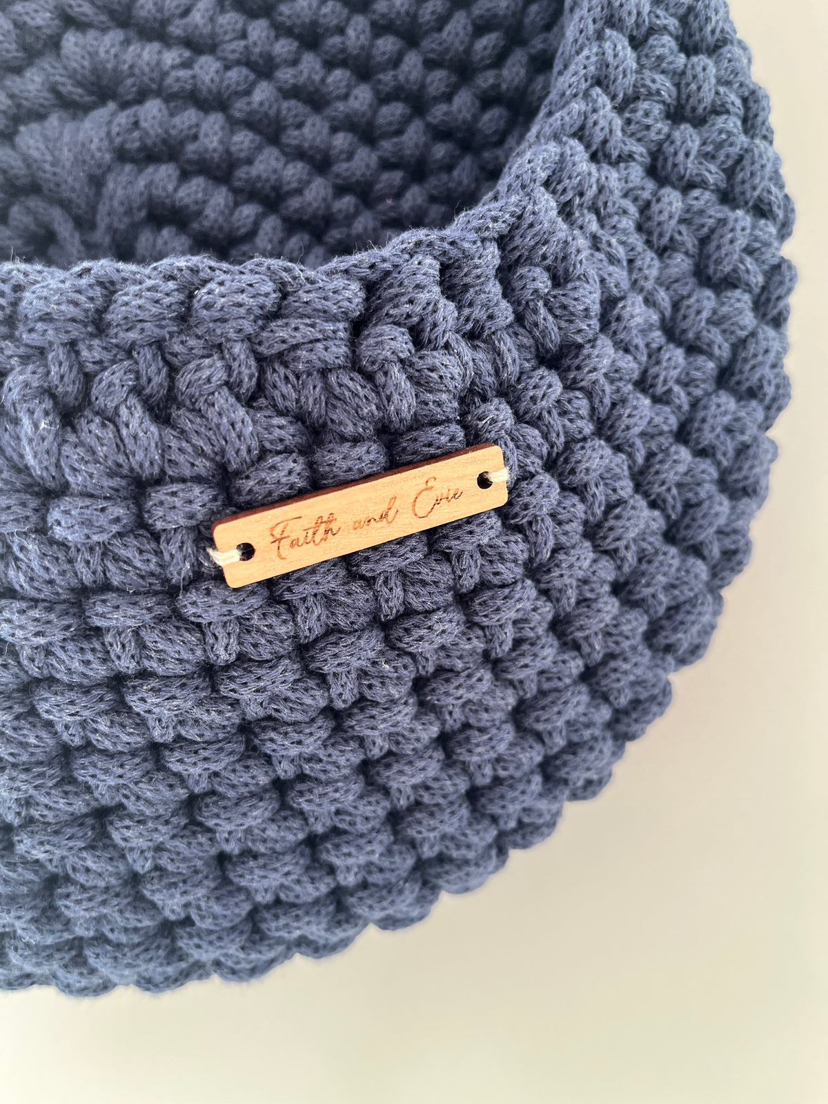 Crochet Hanging Basket - colour Denim