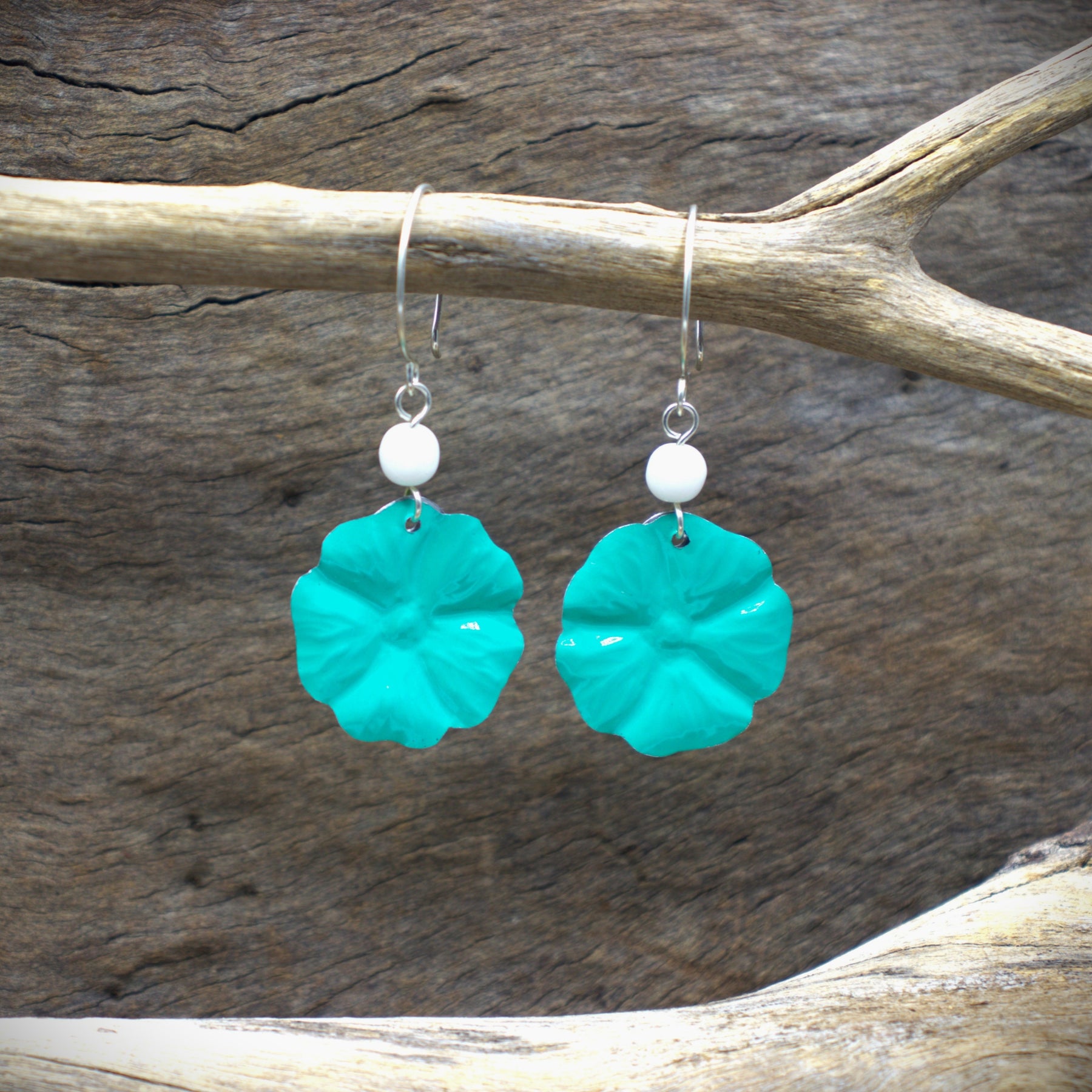 Hibiscus Earrings | upcycled drink cans