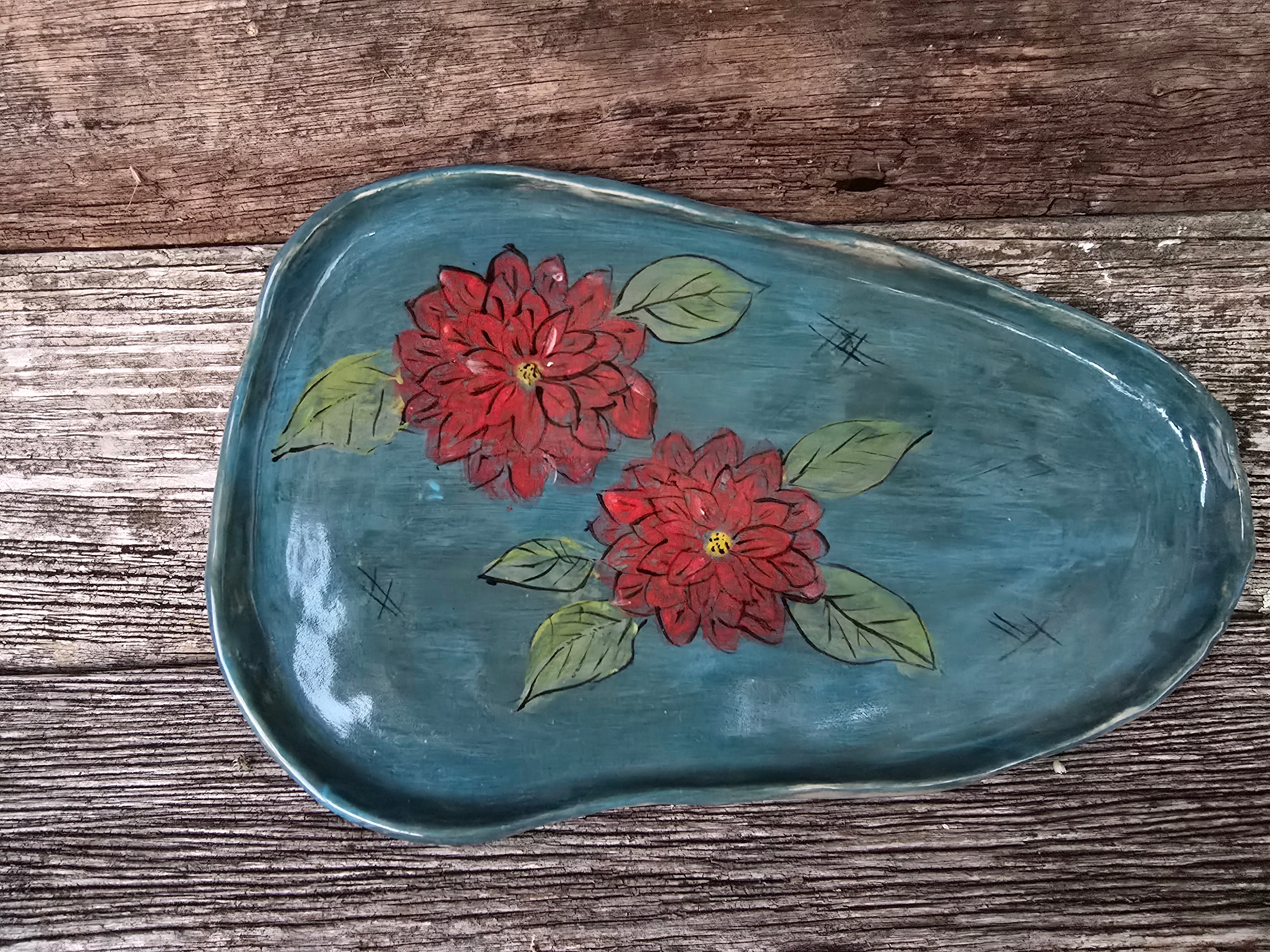 Vibrant Dahlia platter