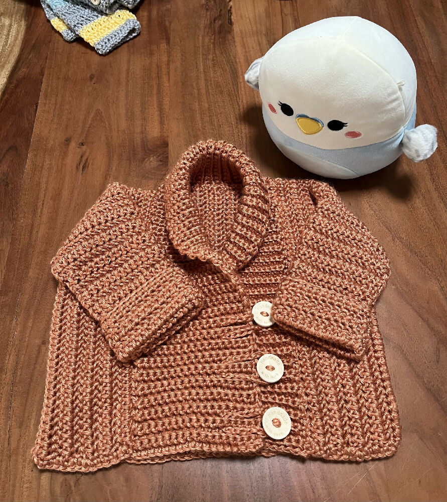 Hand made crocheted boys cardigan