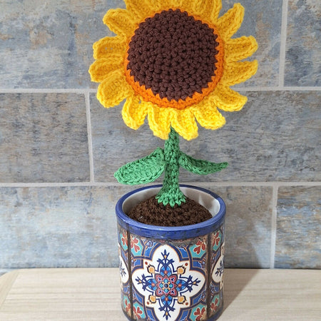 crocheted sunflower room decoration