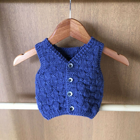 Junior Navy Basketweave Vest - Size 0-3 months
