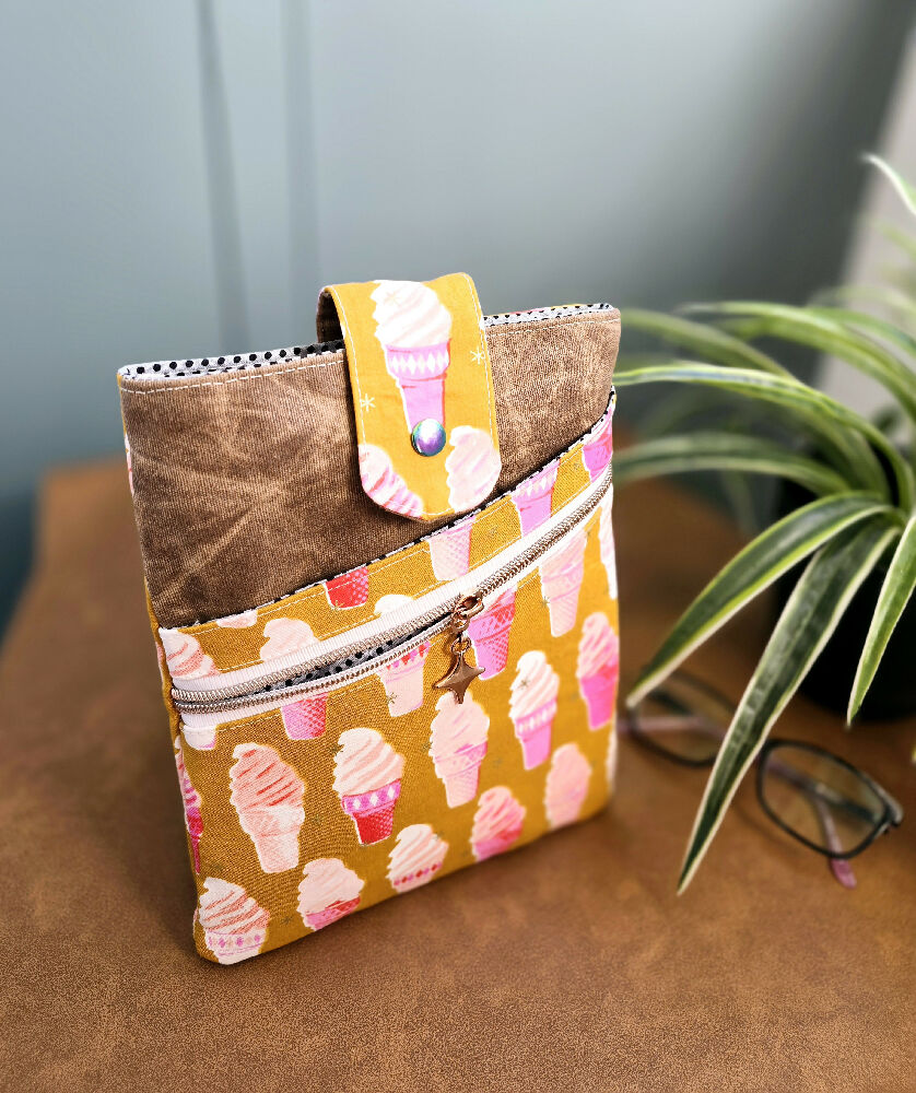 Book sleeve. Ice cream cones. Padded book bag.