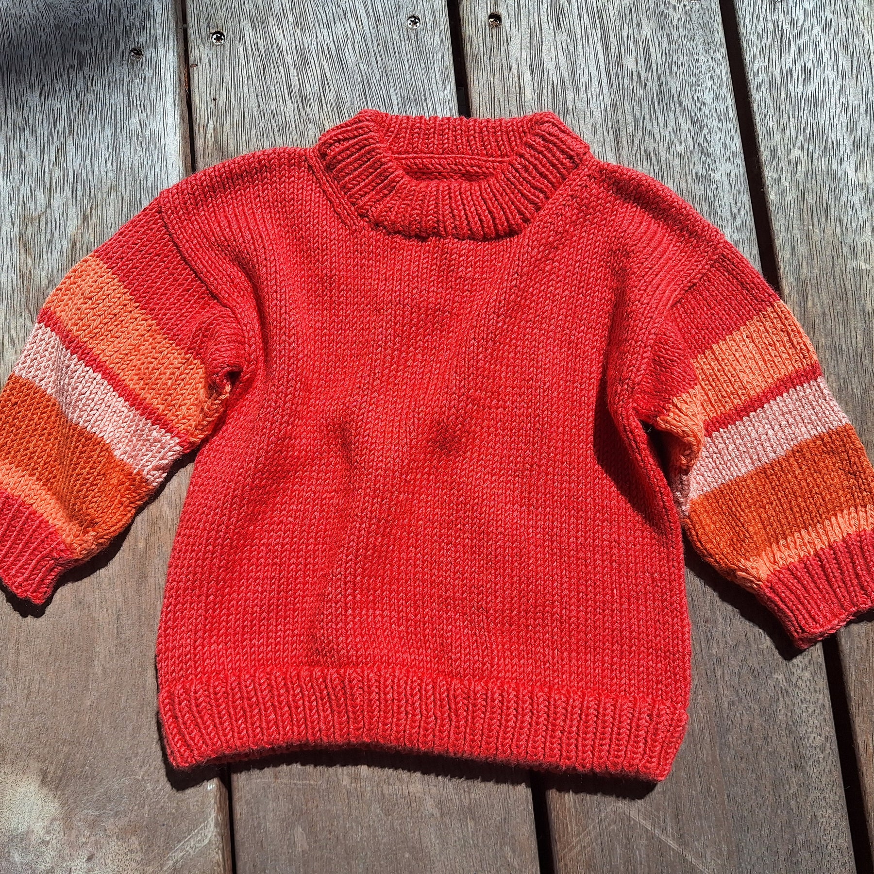 Infant 'Baby Brownie' Sweater 6mths Rust Red 100% natural yarn