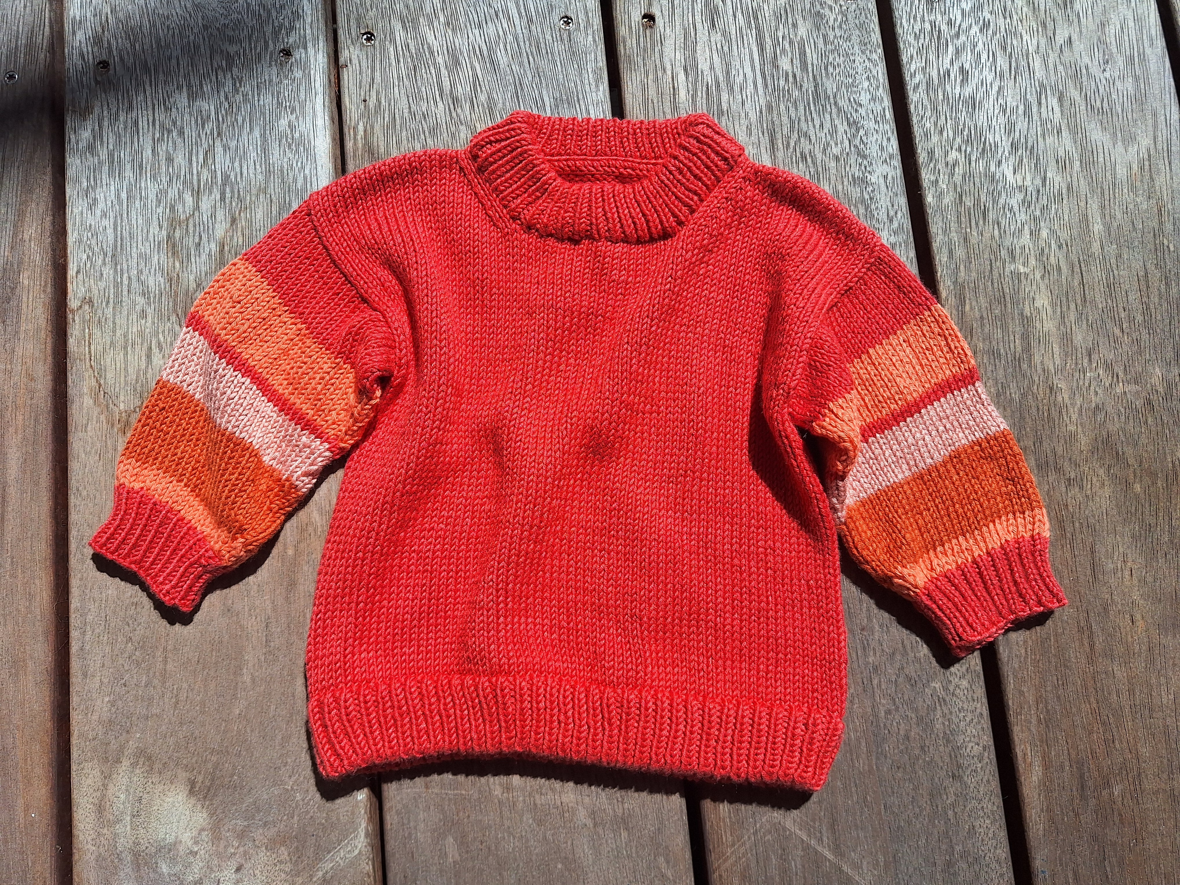 Infant 'Baby Brownie' Sweater 6mths Rust Red 100% natural yarn