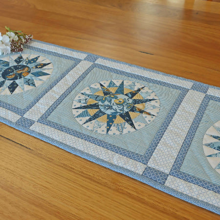Table runner, cotton fabrics, feature quilting. Hand made. Free post
