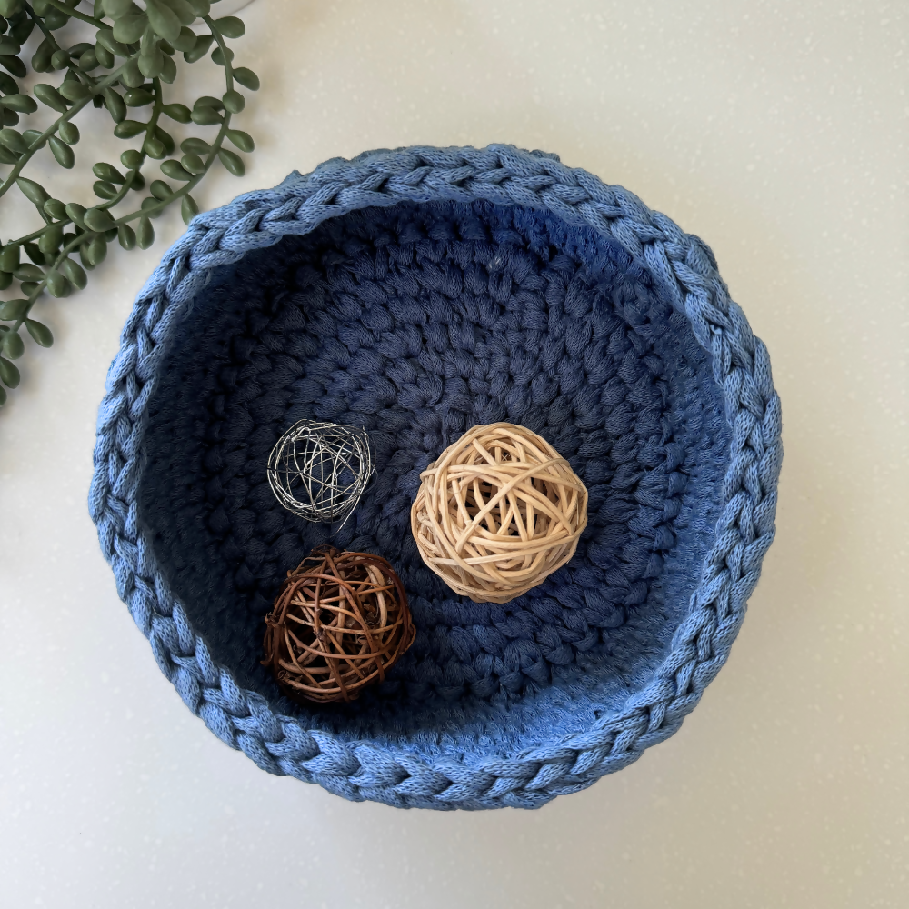 Crochet handmade basket | Home Decor | Denim Blue | Medium2