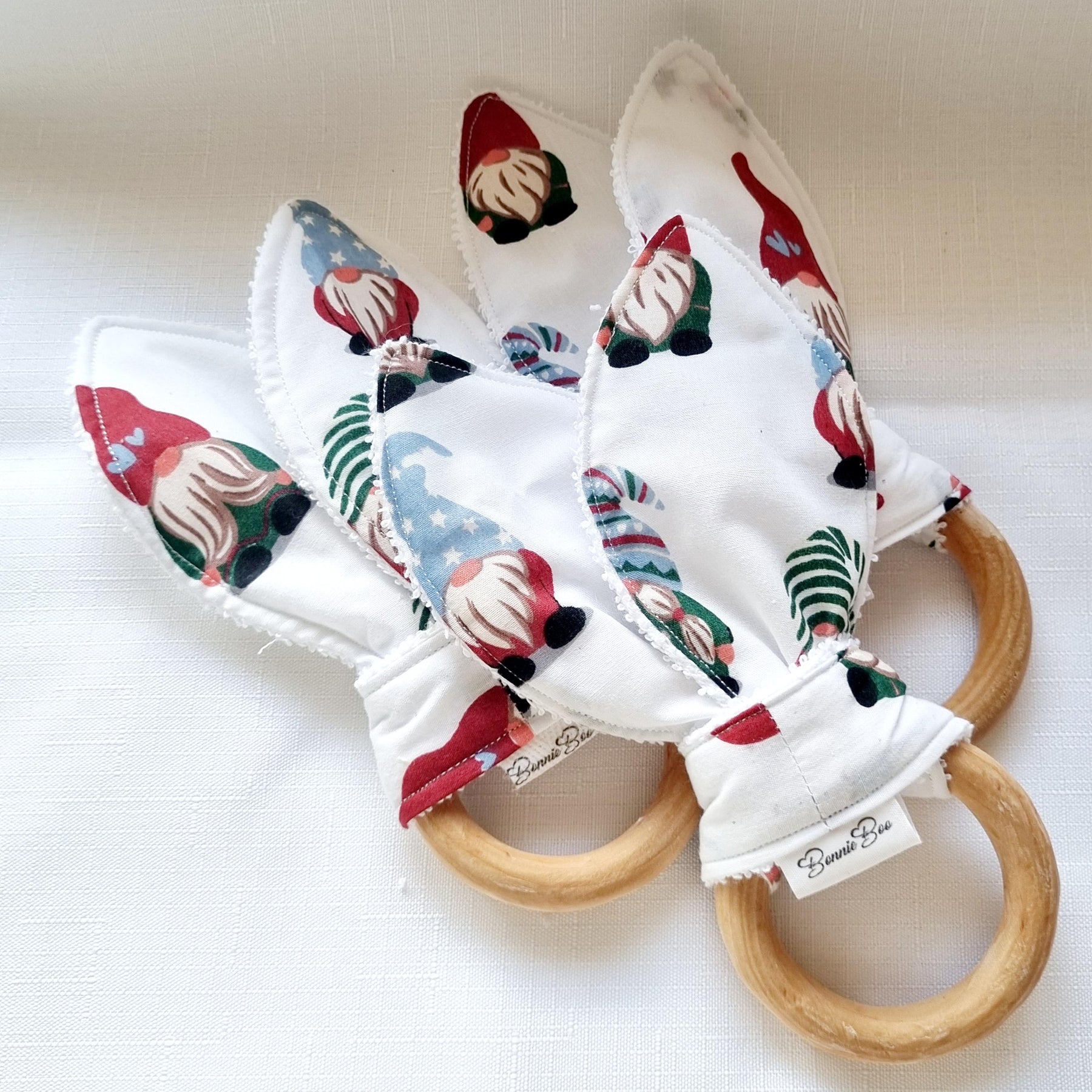 Bunny Ear Ring Toy - Christmas Gnomes – Cotton – towelling - Free Shipping - BB12