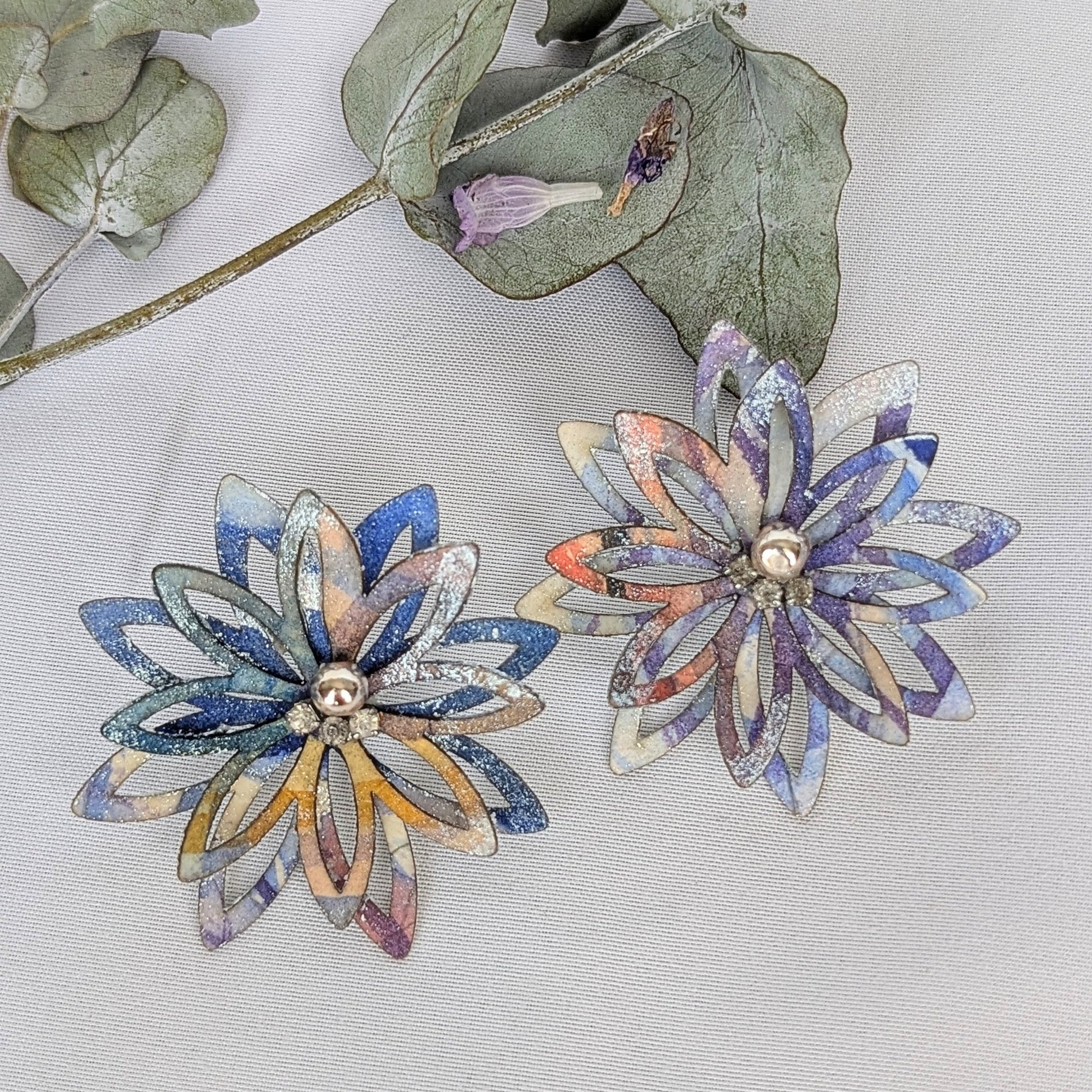 Made to Order Watercolour Floral Earrings – Lobe or Helix Piercing