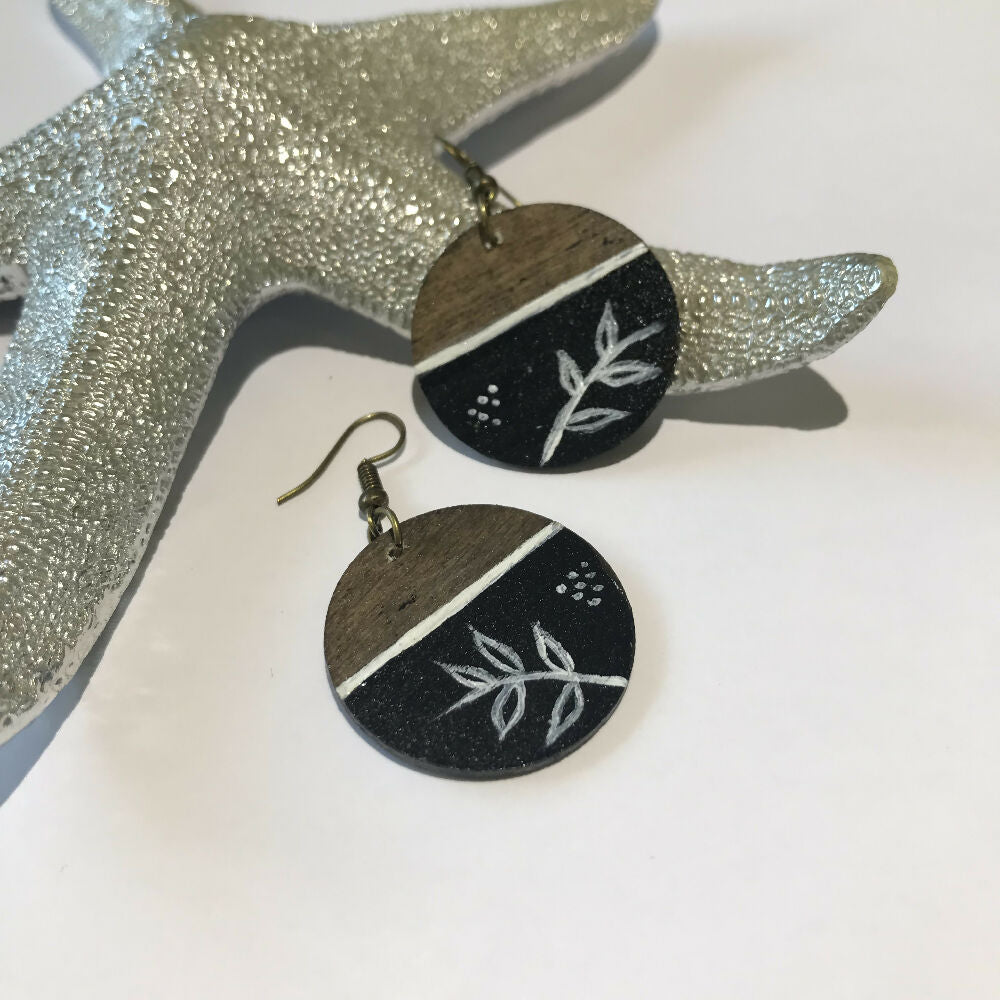 Earrings - Hand Painted Wood - Asian Inspired