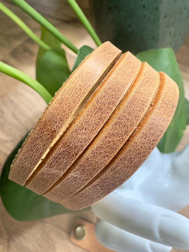 4-Strand Light-Brown Leather Wrap Cuff Bracelet