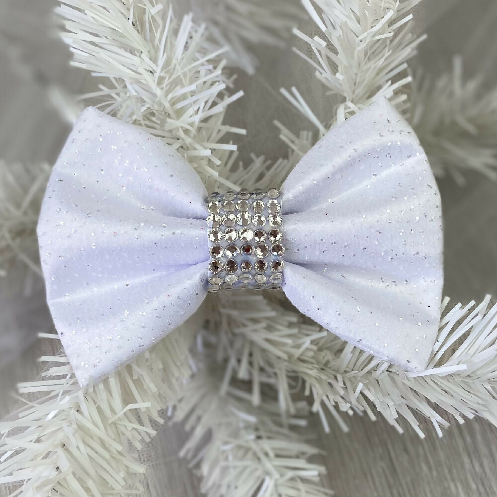 Sparkly White Bow