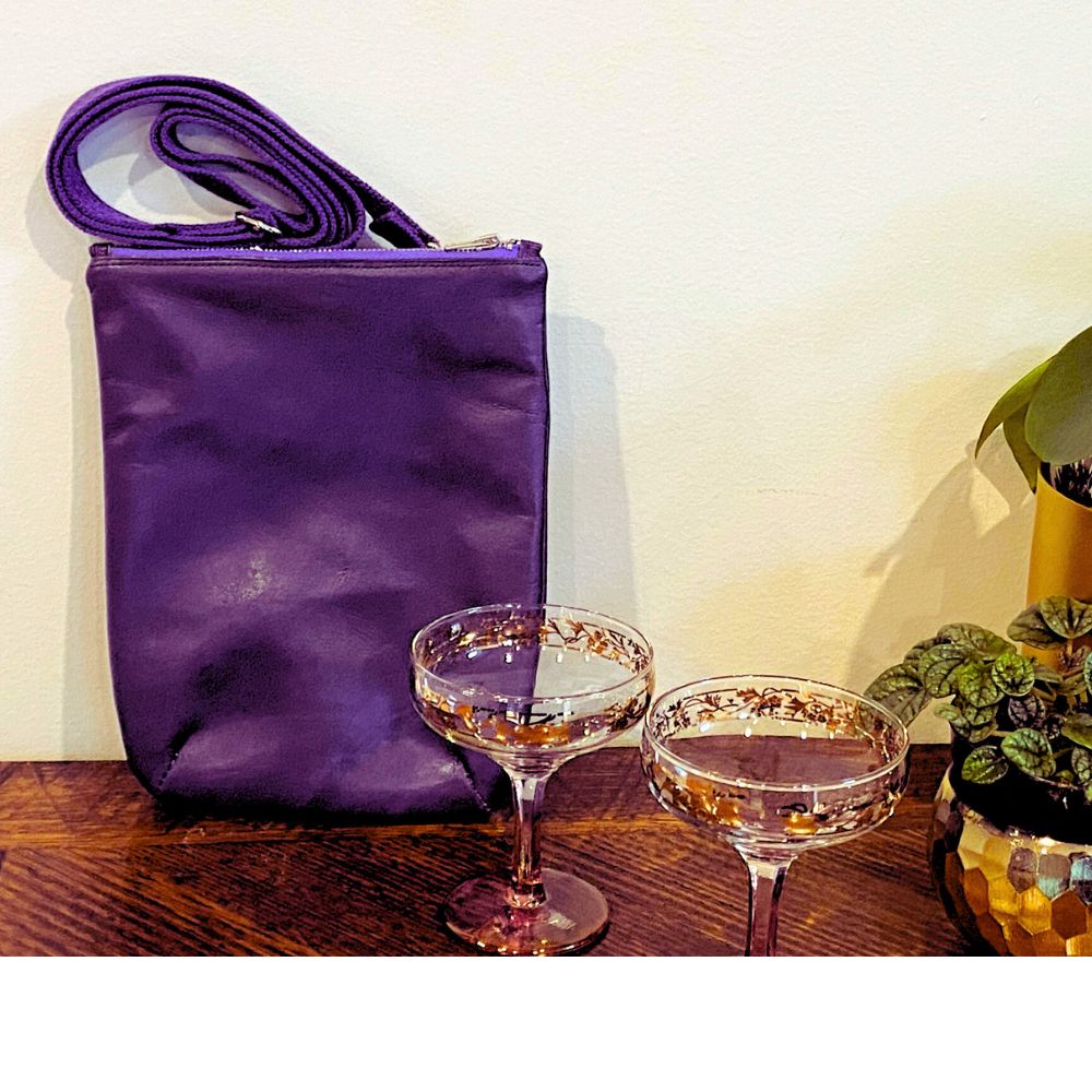 Amethyst crossbody zip top pouch