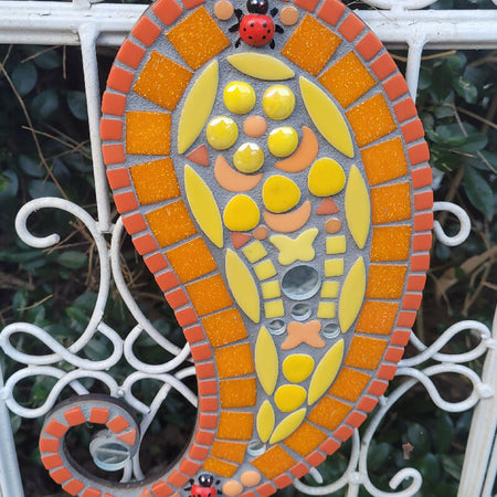 Glorious Orange & Yellow Mosaic Teardrop
