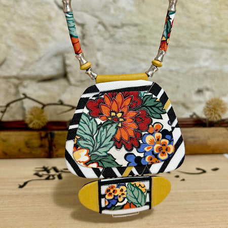 Large Colourful Floral Pendant Necklace - L46cm