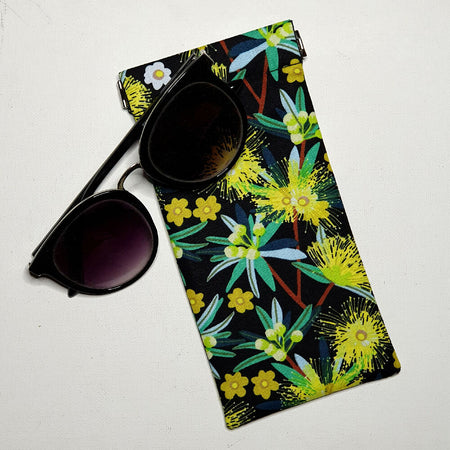 Sunglasses Pouch with a pretty yellow wildflower design