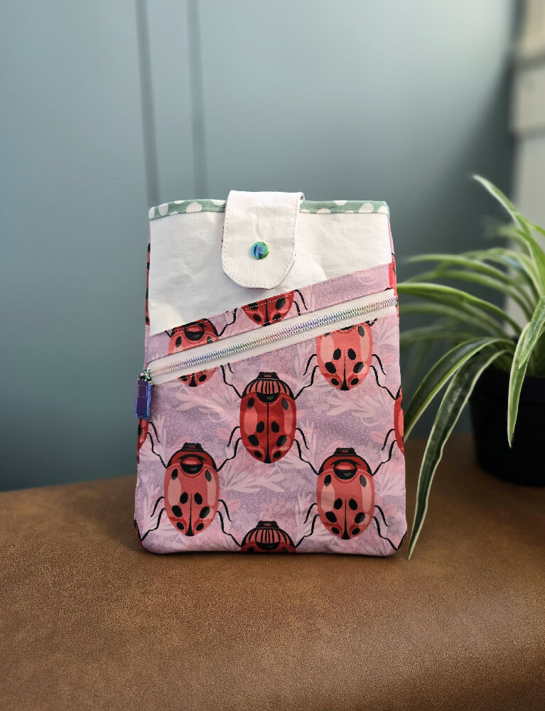 Book sleeve. Pink. Lady birds. Lady beetles.