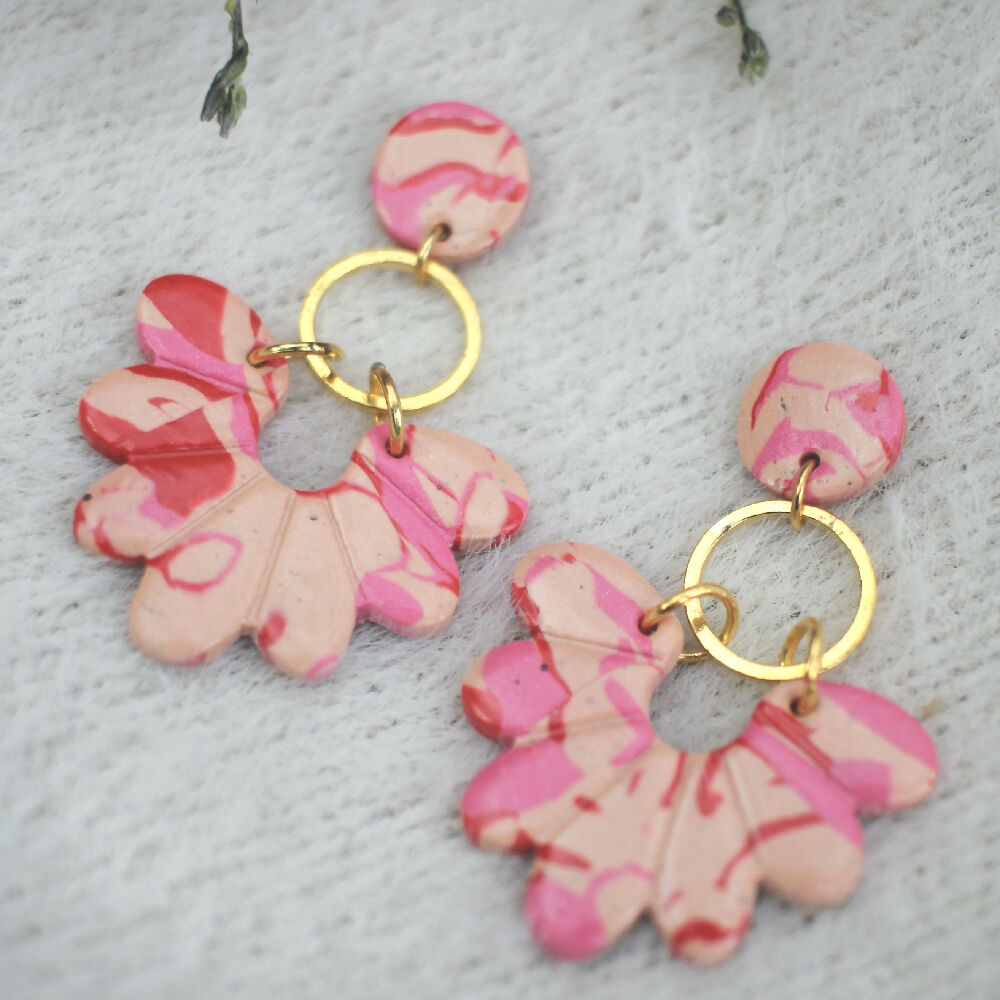 Red and Pink Petal Drop Earring