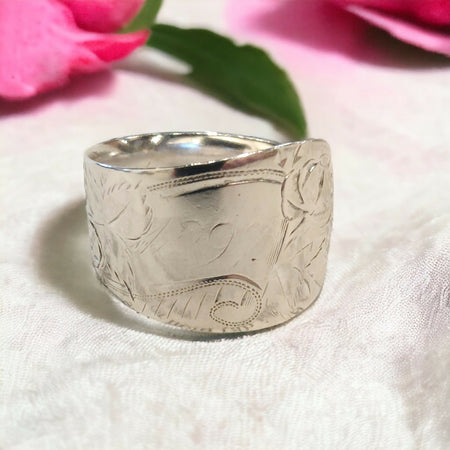 1897 hand engraved vintage spoon ring