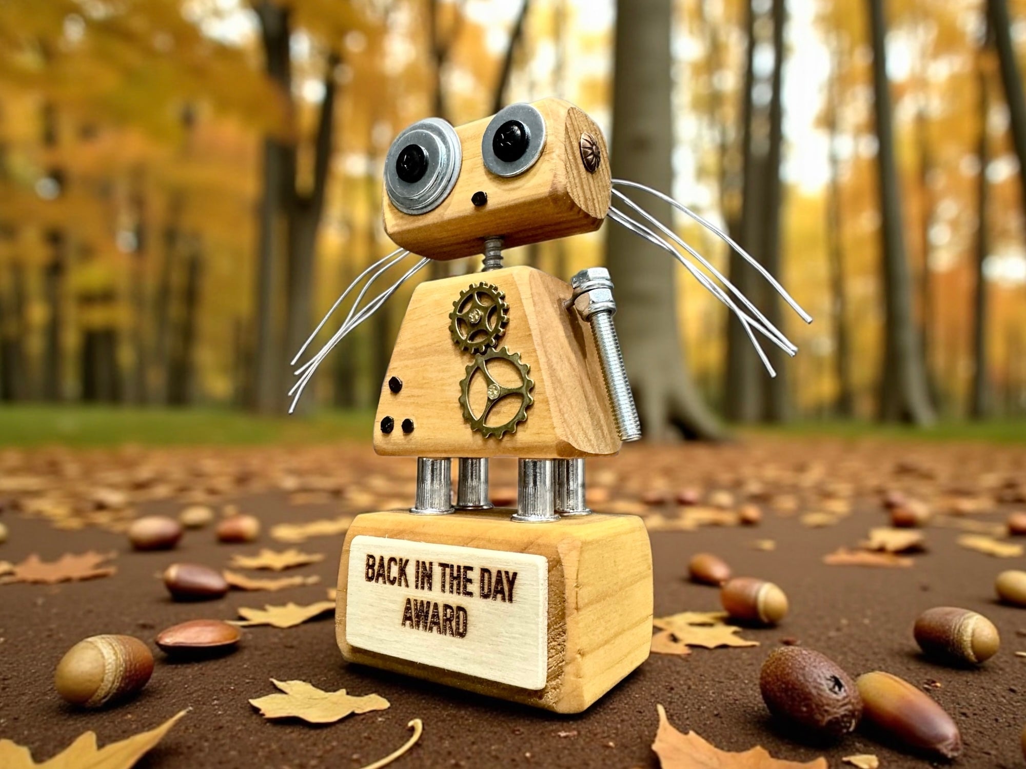 Alice - Wooden Steampunk Robot Trophy (Customisable)