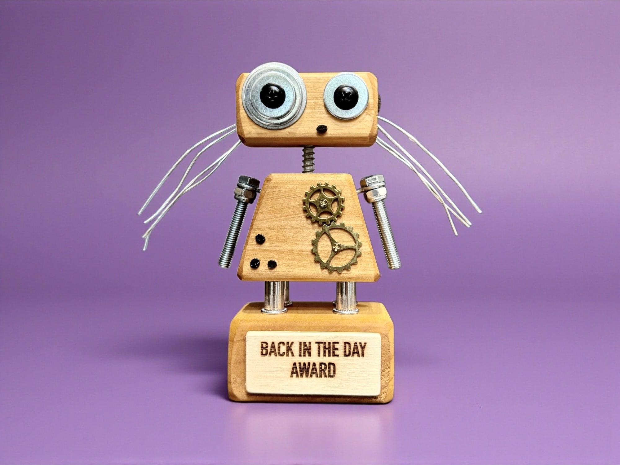 Alice - Wooden Steampunk Robot Trophy (Customisable)