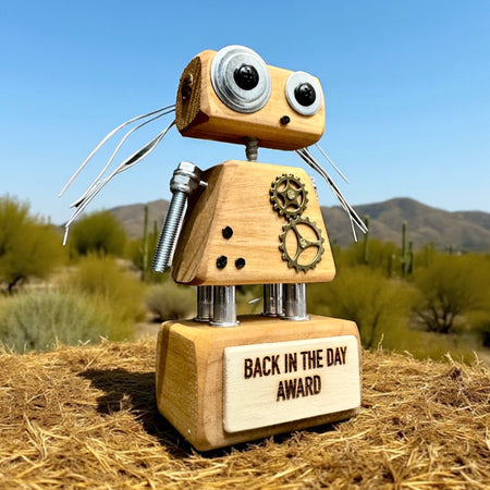 Alice - Wooden Steampunk Robot Trophy (Customisable)