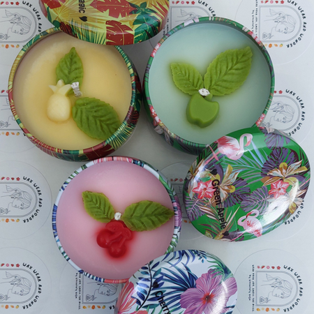 Scented Soy Candles in Tropical-Design Tin